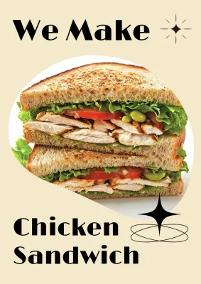 beige simple chicken sandwich advertisement