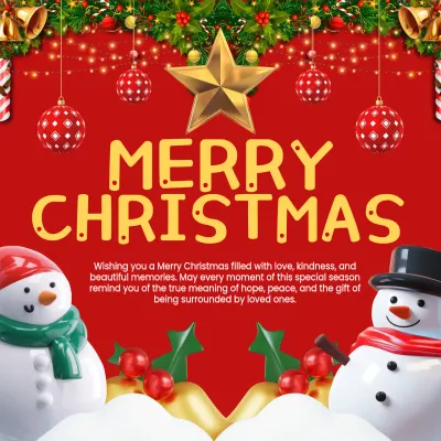Red and Yellow Modern Merry Christmas Greetings Instagram Post