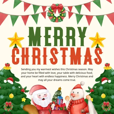 Green and Beige Illustration Merry Christmas Greetings Instagram Post