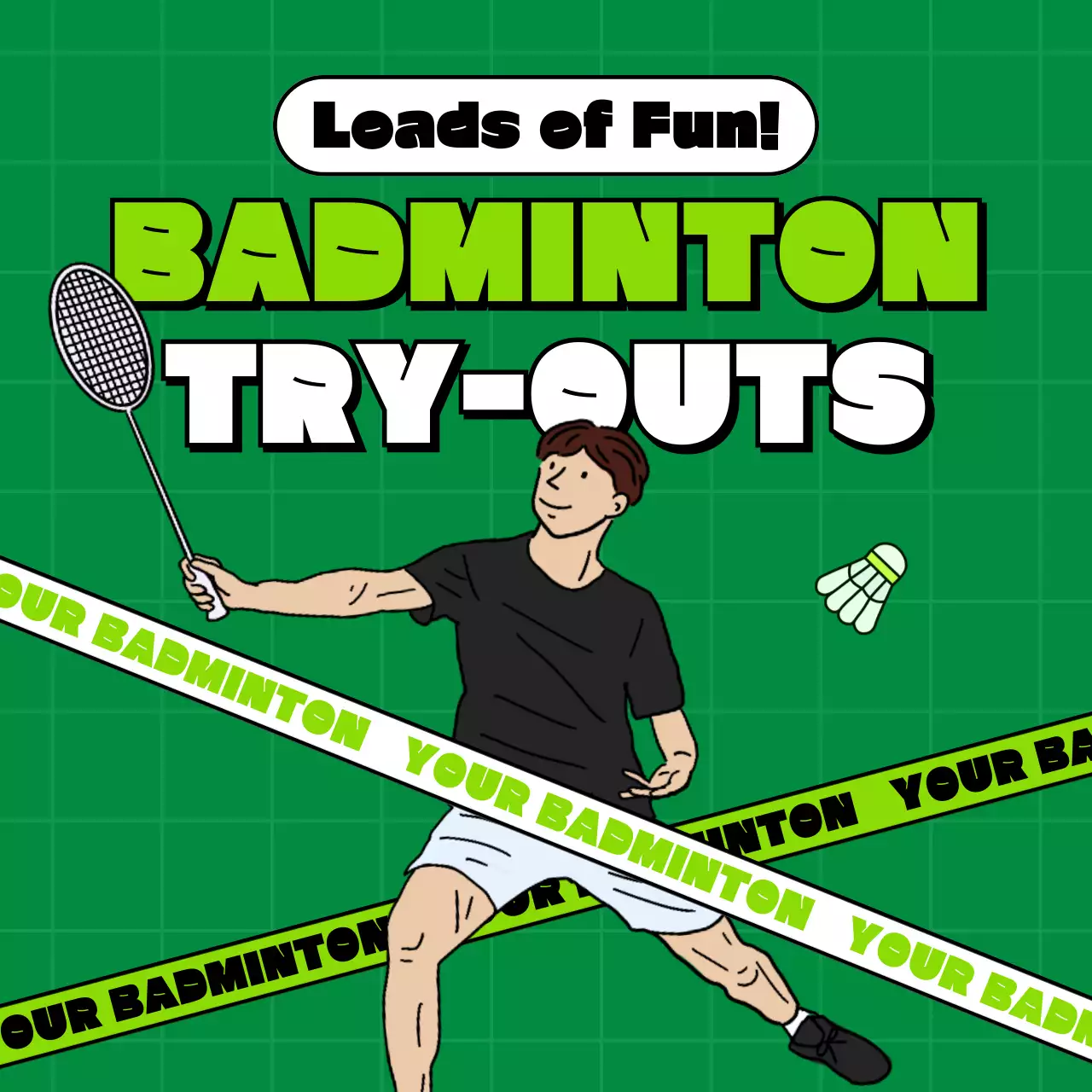 Green Trendy Badminton Event Instagram Carousel