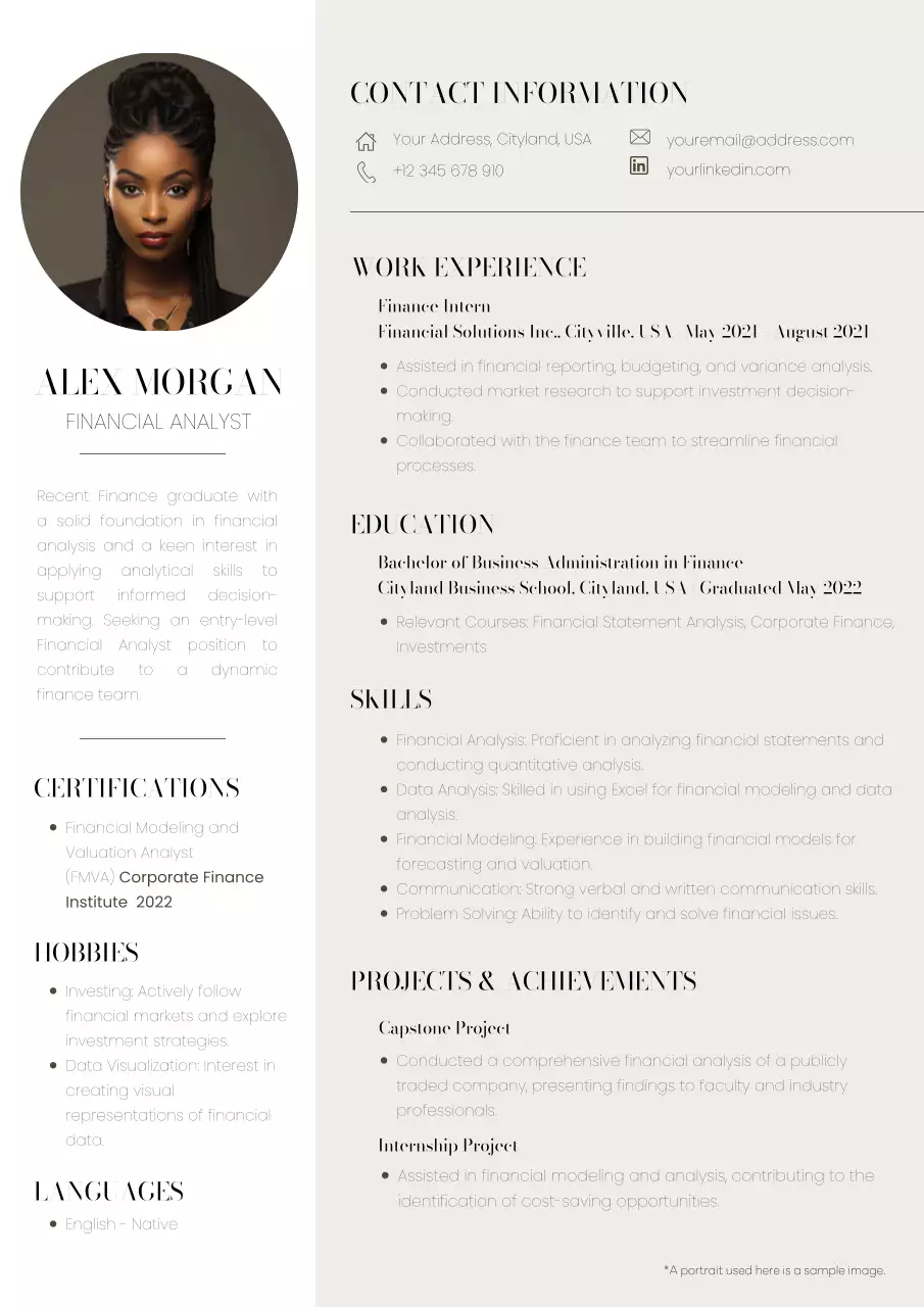 Grey and Black Minimal New Graduate Resume