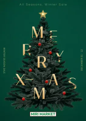 Green Traditional Christmas Promotion Poster