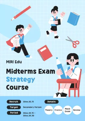Blue Modern Exam Course Announcement Poster