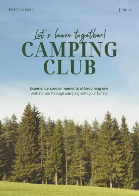 Green Rustic Camping Promotion Poster