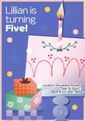 Blue Retro Birthday Invitation Poster