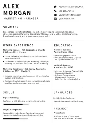 Black Professional Resume Document