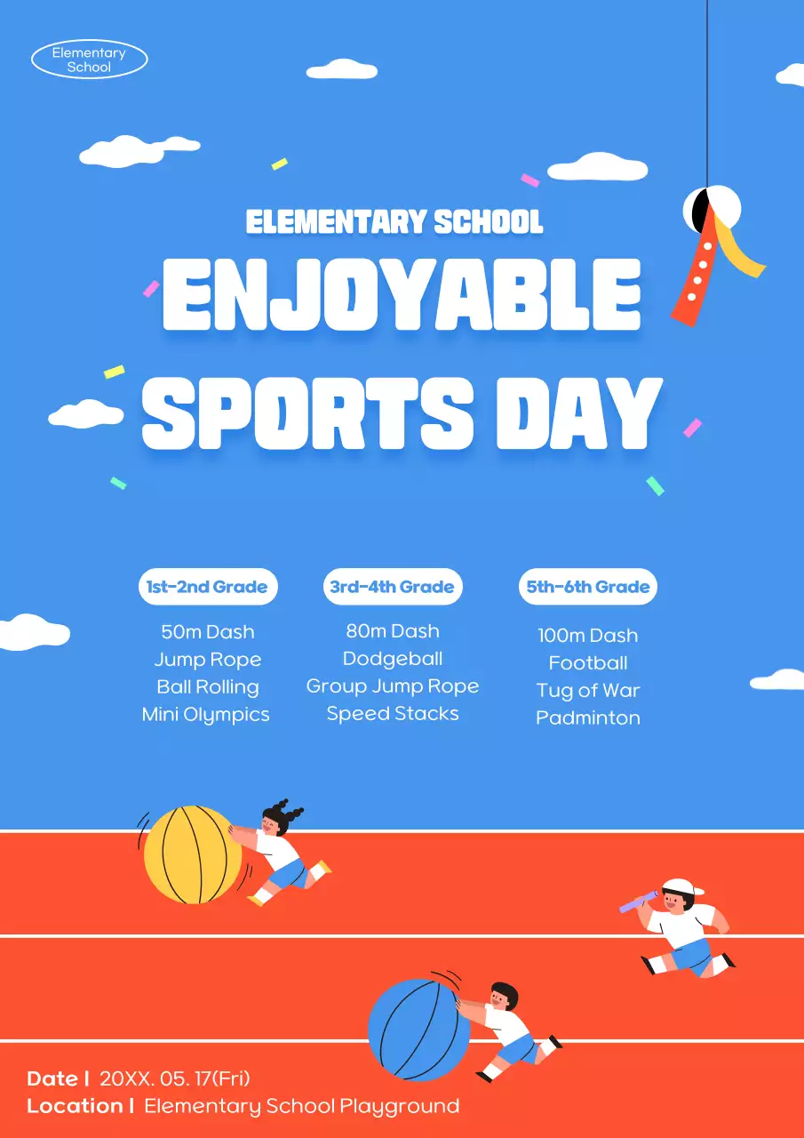 Blue Playful Sports Event Announcement Poster