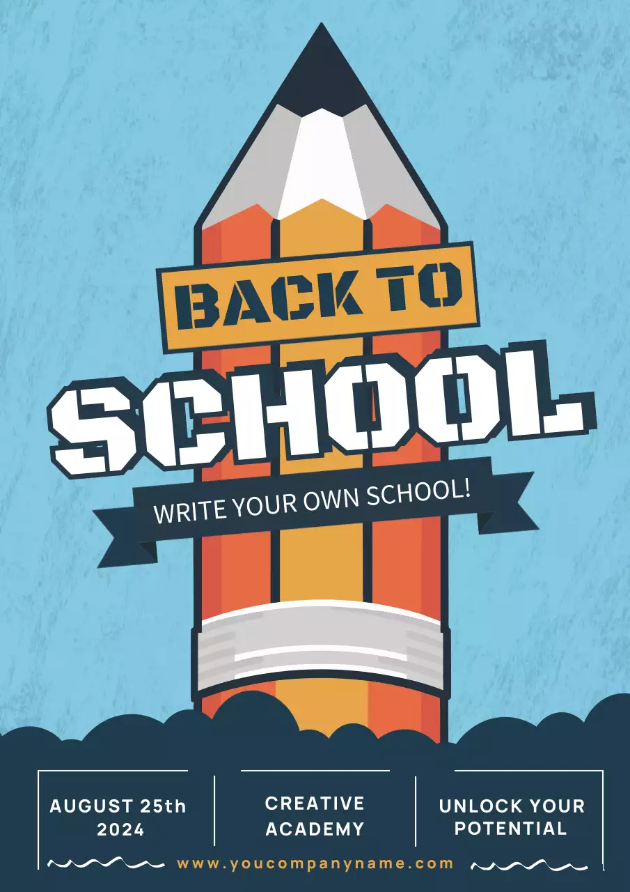 Blue Retro School Event Poster