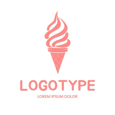 Coral Minimal Ice Cream Logo