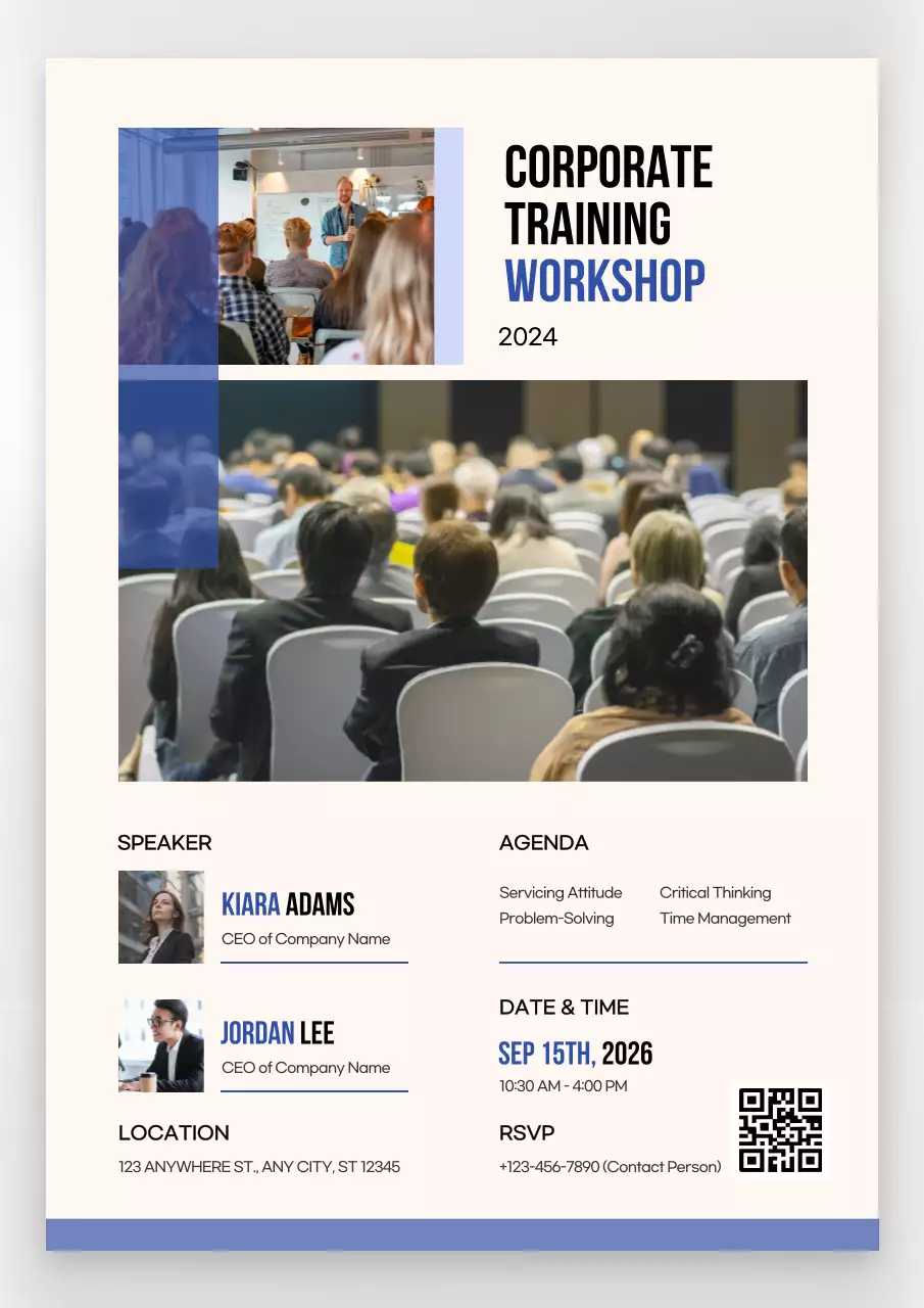 Blue Professional Training Announcement Poster