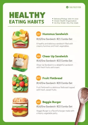 Green Modern Healthy Menu Poster