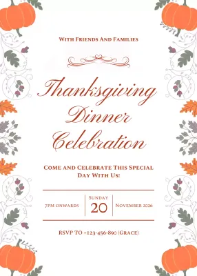 Orange Traditional Thanksgiving Invitation Poster