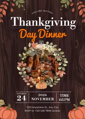Brown Rustic Thanksgiving Invitation Poster