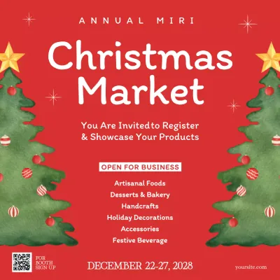 Red Traditional Christmas Invitation Social Media Post