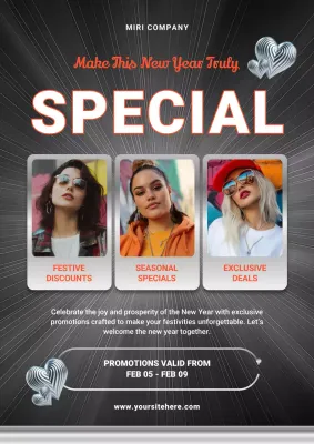 Black Modern New Year Promotion Poster