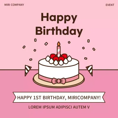 Pink Simple Birthday Announcement Social Media Post