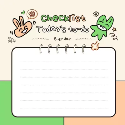 Beige Comic Checklist Planner Social Media Post