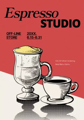 Red Vintage Coffee Promotion Poster