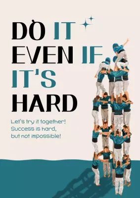 Teal Minimal Teamwork Promotion Poster