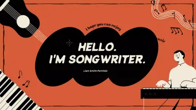 Composer portfolio in orange and black