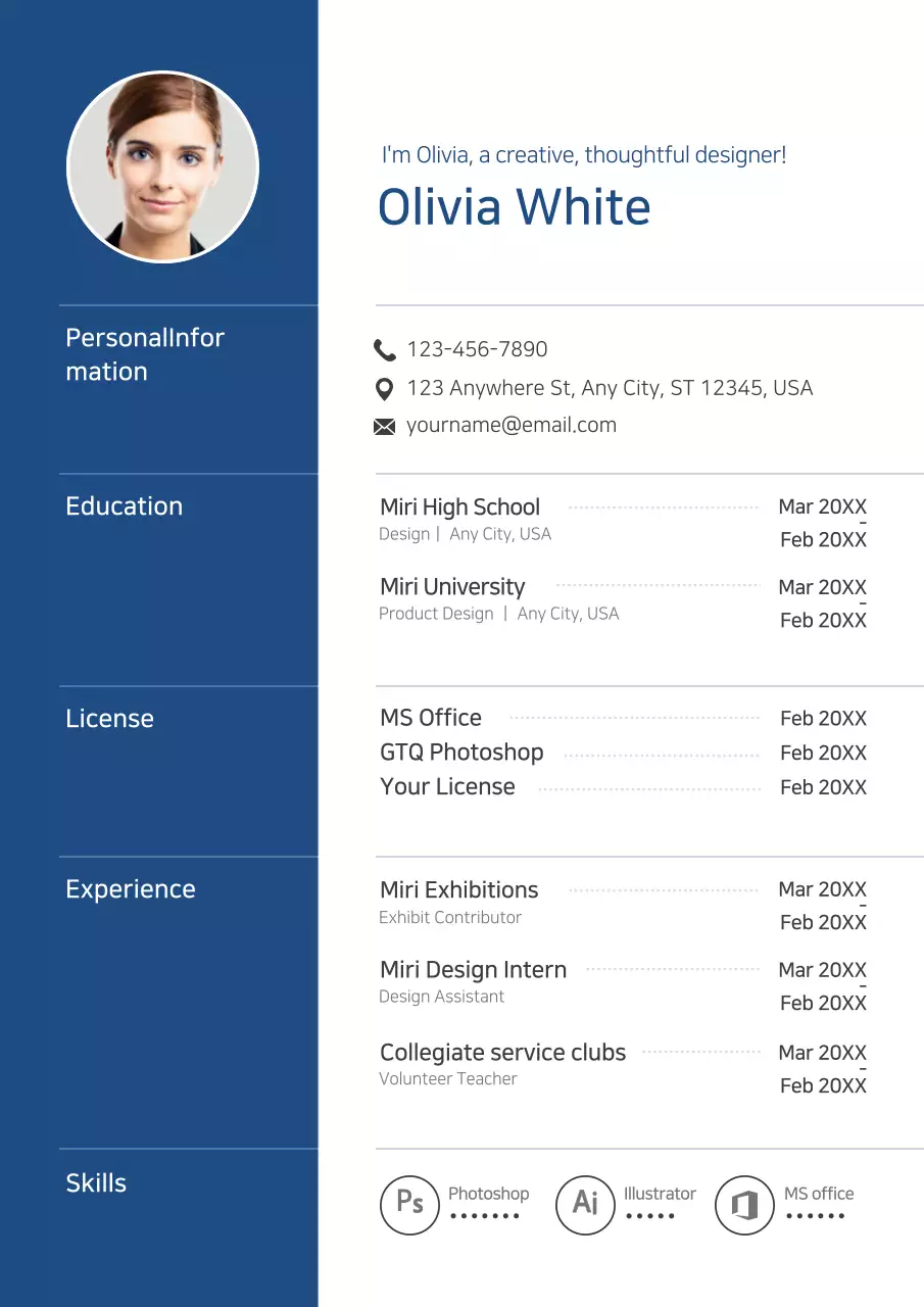 Blue Clean Resume Document