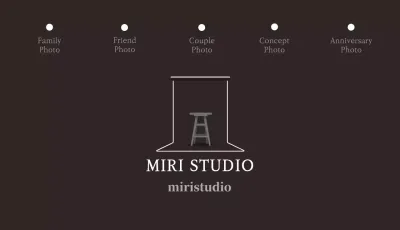 Retro photo studio with brown illustrations