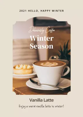 Beige Simple Coffee Promotion Poster