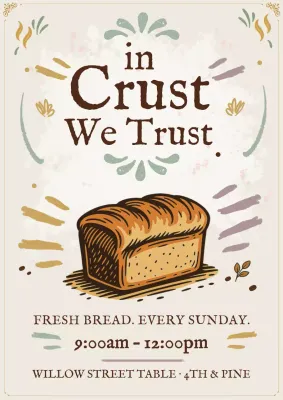 Beige Vintage Bread Promotion Poster