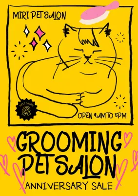 Yellow Retro Pet Promotion Poster