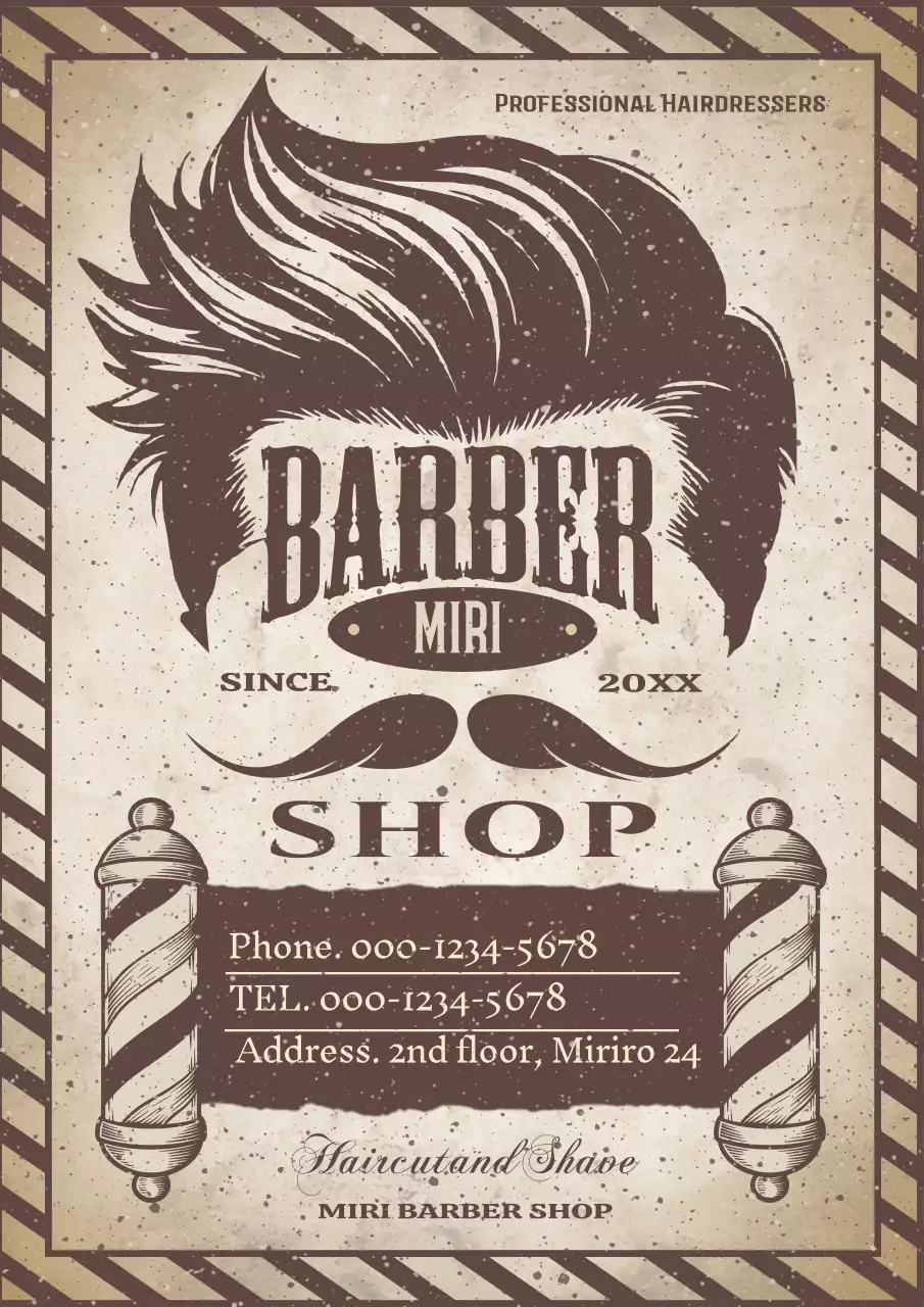 brown vintage barber advertisement