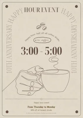 Beige Simple Coffee Promotion Poster