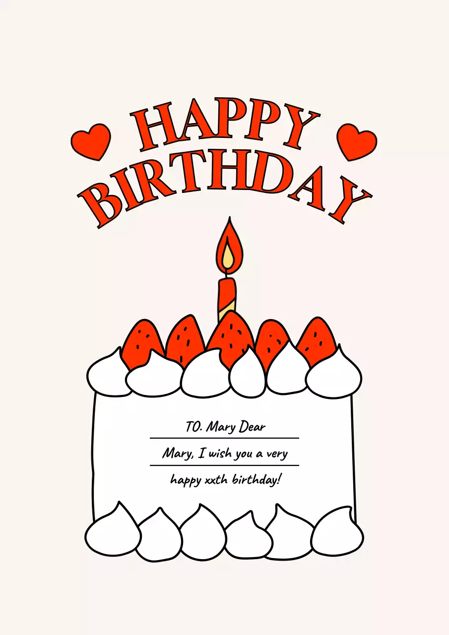 Red Simple Birthday Card Poster