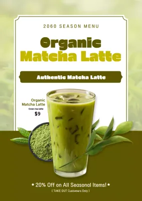 Green Modern Matcha Promotion Poster