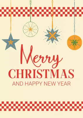 Red Beige Decorative Lights Christmas Greetings