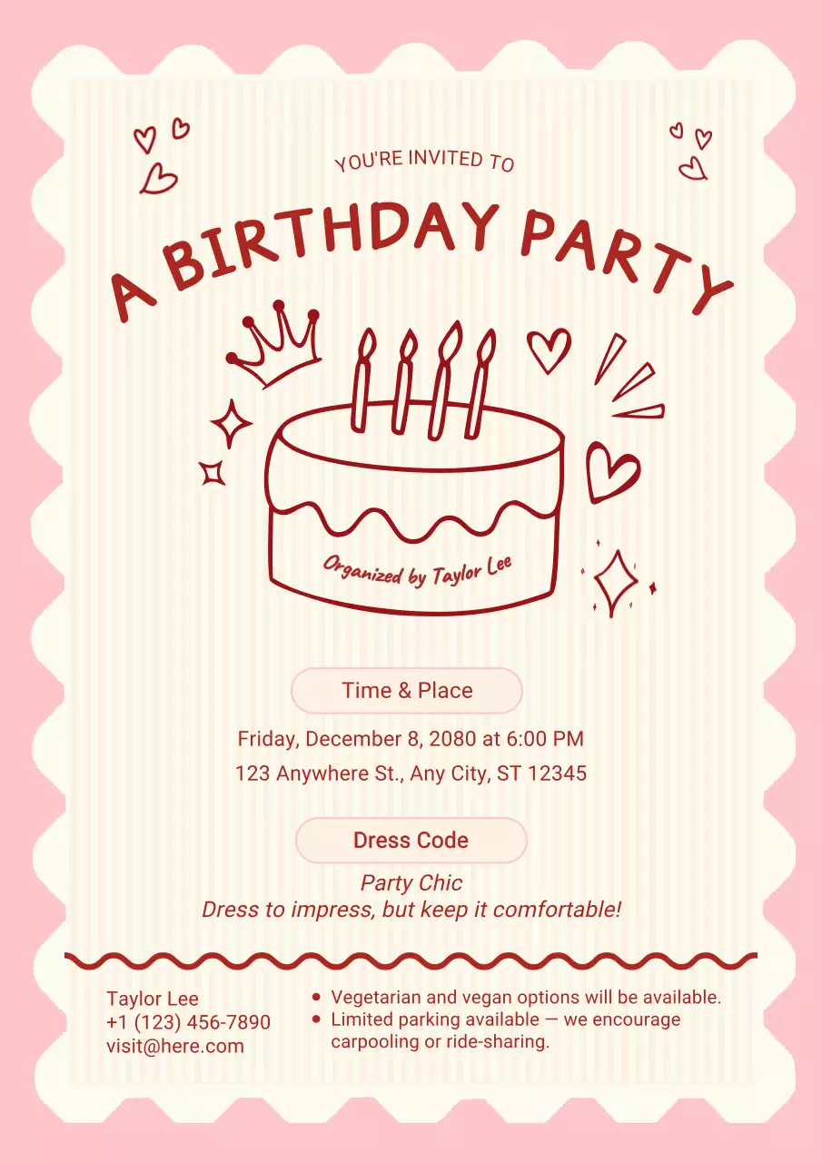 Pink Minimal Birthday Invitation Poster
